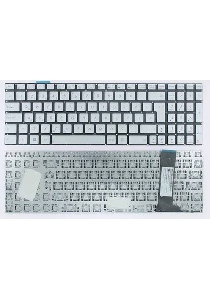 Asus ile Uyumlu N56VZ Uyumlu Notebook Klavyesi - Silver - Tr