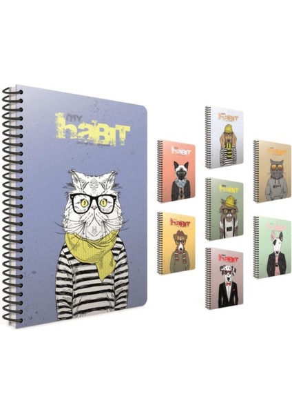 Habit A4 Spiralli Karton Kapak Defter 80 Yaprak Kareli (4 Lü Paket) 4393