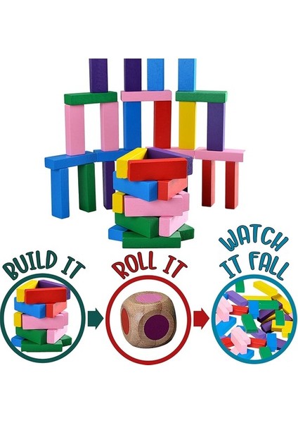 Zppld Renkli Tumble Tower Hakiki Ahşap Oyuncaklar () (Yurt Dışından)