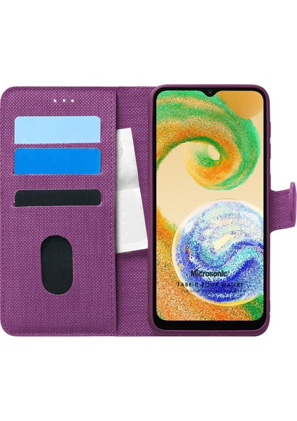 A04 Kılıf Fabric Book Wallet Mor