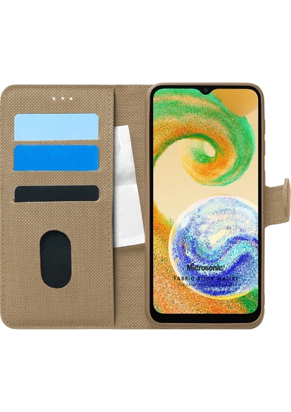 Samsung Galaxy A04S Kılıf Fabric Book Wallet Gold