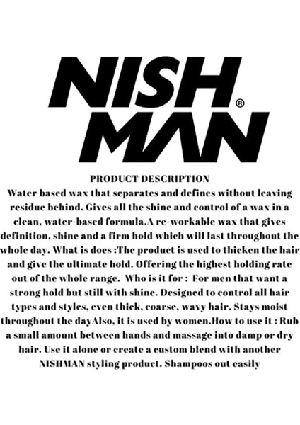 Nishman Saç Şekillendirici Wax (02 Sport, 150ml) indirimleri