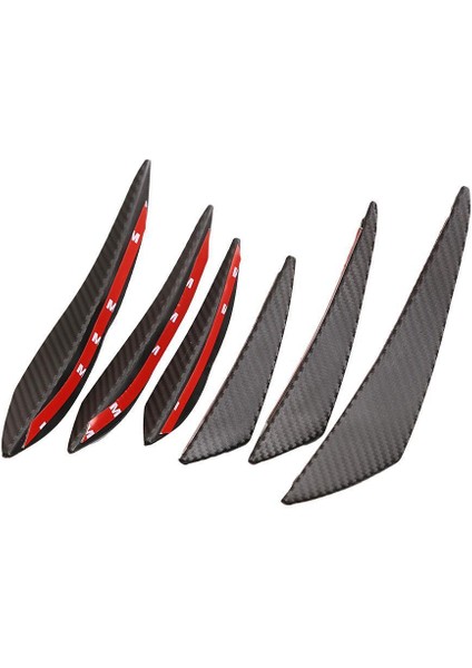 6 Adet Yedek Ön Tampon Vücut Yüzgeçleri Spoiler Splitter Kit Karbon Fiber (Yurt Dışından)