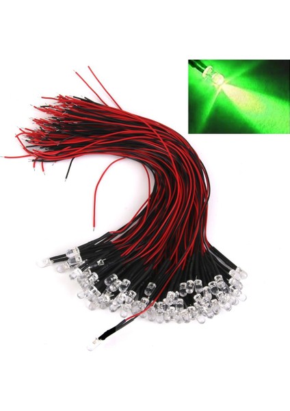 20 Adet Önceği Kablolu Temizle LED 5mm Çap Araba Tekne Dekor Işık Lambası Çeşitli Renk Yeşil (Yurt Dışından)