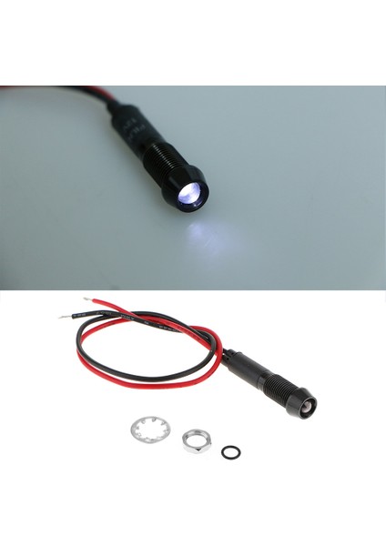 8mm 12V Metal LED Gösterge Uyarı Lambası Işığı Araba Kamyonu Deniz - Beyaz (Yurt Dışından) fiyatları