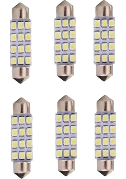 6x Beyaz 42MM 211-2 212-2 214-2 578 12-SMD-3528 LED (Yurt Dışından)