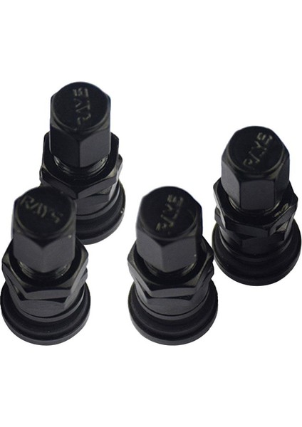 4x Alüminyum Cıvata-In Araba Tubeless Tekerlek Lastik Valfi Toz Kapaklı Stem Siyah (Yurt Dışından)