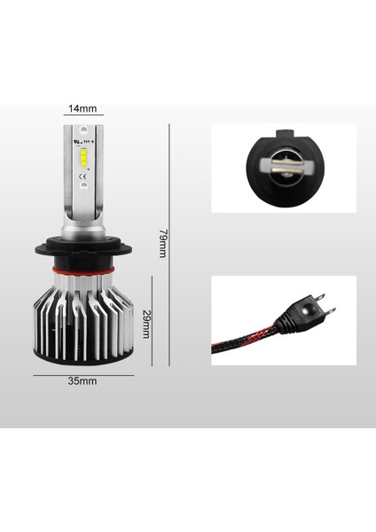 2 Adet Set S6 H7 LED Far Ampulleri Mini Tasarım 60W 7600LM 6000K IP68 Şerit (Yurt Dışından)