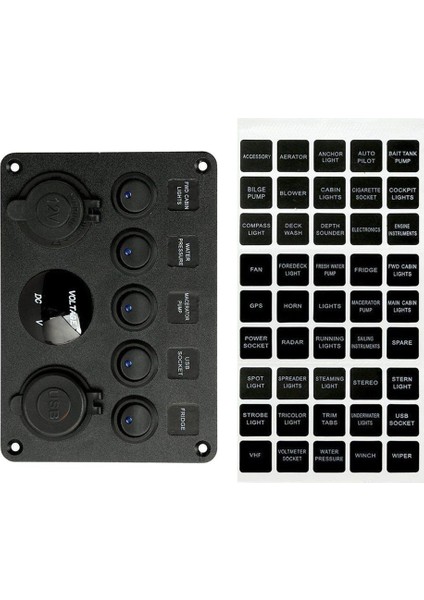 5 Çete Açık Off Toggle Rocker Anahtarı Paneli W 12V-24V LED Voltmetre 4.1A Çift USB (Yurt Dışından)