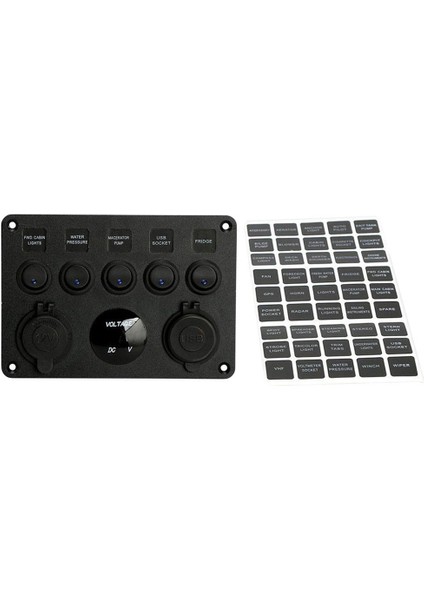 5 Çete Açık Off Toggle Rocker Anahtarı Paneli W 12V-24V LED Voltmetre 4.1A Çift USB (Yurt Dışından)