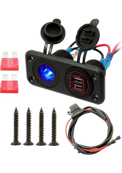 Araba Deniz Şarj Cihazı 12V 24V Su Geçirmez Çift USB Fast Charger Socket Güç Çıkışı (Yurt Dışından) indirimleri