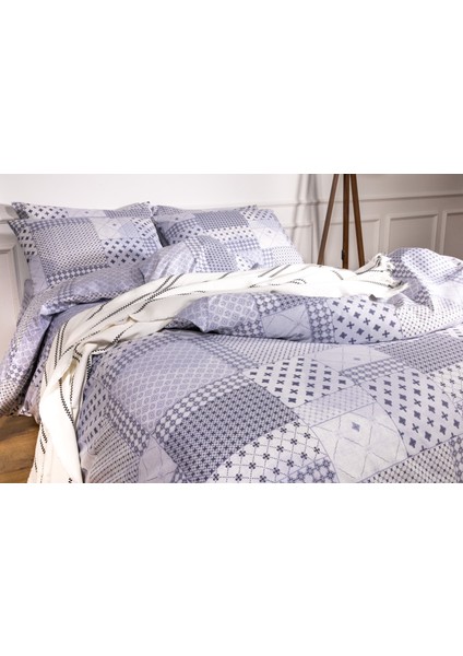 Patchwork Tasarım Açık Gri Mavi Pamuklu Tek Kişilik Nevresim ve 1 Adet Yastık Kılıfı Seti 160X220 indirimleri