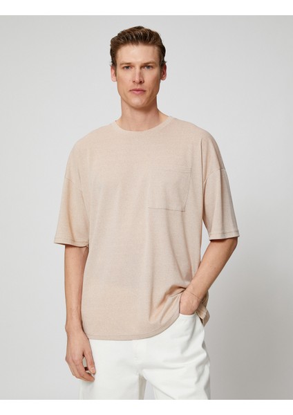 Koton Basic Oversize Tişört Cep Detaylı Bisiklet Yaka Yarım Kollu modelleri