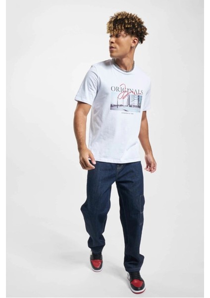 Erkek Jorjoshua Baskı Detaylı Bisiklet Yaka T-Shirt 12228257 Beyaz