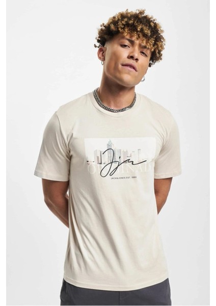 Erkek Jorjoshua Baskı Detaylı Bisiklet Yaka T-Shirt 12228257 Taş modelleri