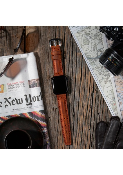 Apple Watch 42MM 44MM 45MM 49MM 3 / 4 / 5 / 6 / se / 7 / 8 / 9 / Ultra / Ultra 2 Hakiki Deri Kordon Hardal fırsatları