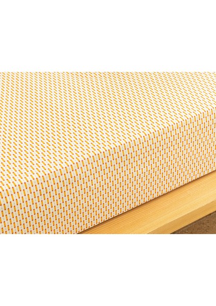 Diamond Stripe Kolay Ütülenir Tek Kişilik Lastıklı Çarşaf 100 x 200 cm Sarı