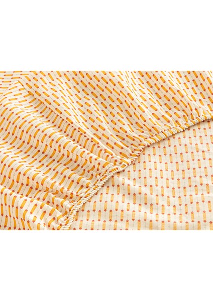 Diamond Stripe Kolay Ütülenir Tek Kişilik Lastıklı Çarşaf 100 x 200 cm Sarı