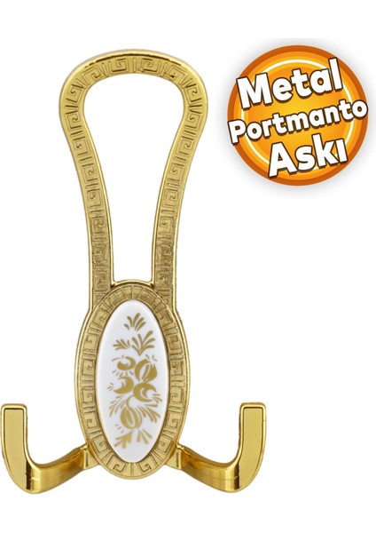 Palmira Portmanto Vestiyer Duvar Askısı Metal Dolap Elbise Askılığı Gold Beyaz Desenli