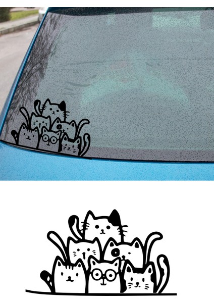 Siyah Kediler Araba Stickerı - Siyah Kediler Araba Çıkartması