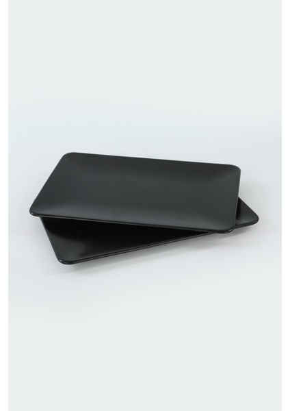 Mat Siyah Kayık Tabak 31X21 cm 2 Adet
