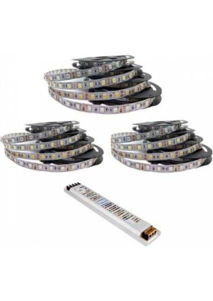 Şerit LED 15 Metre Gün Işığı + 12,5 Amper Ultra Slim Trafo Iç Mekan