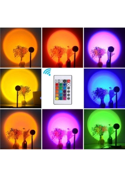 Gece Lambası Projektör Kumandalı Gün Batımı 16 Farklı Görüntü Sunset Lamp Yeni Çocuk Odası