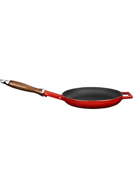 Metal Döküm Kızartma Tavası, 24 Cm, Kırmızı