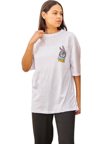 Unisex Looney Tunes Baskılı Oversize Tshirt