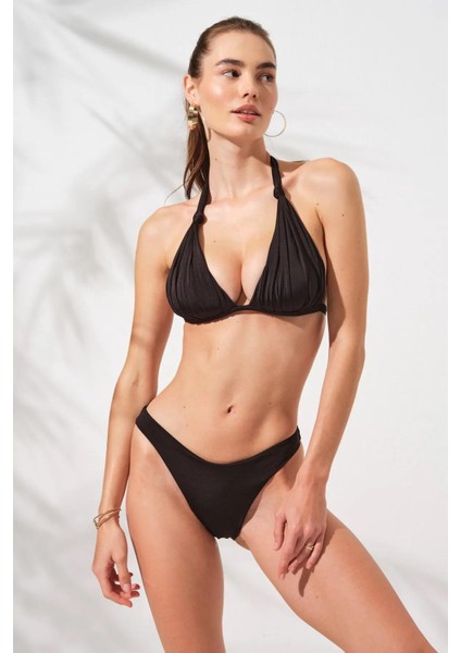 Dudi Kaplı Üçgen Bikini Siyah 231224