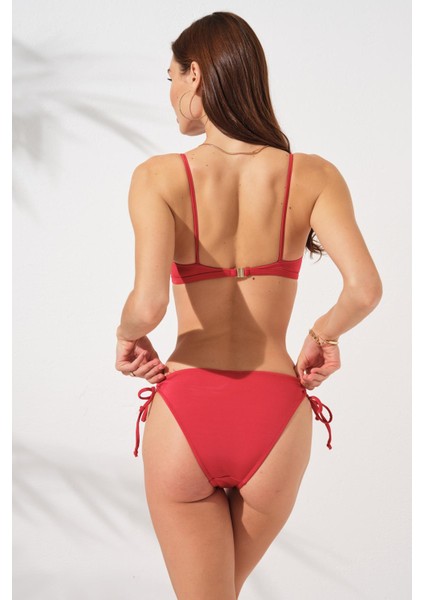 Blake Büzgülü Önden Bağlamalı Bikini Kırmızı 231226 fiyatları