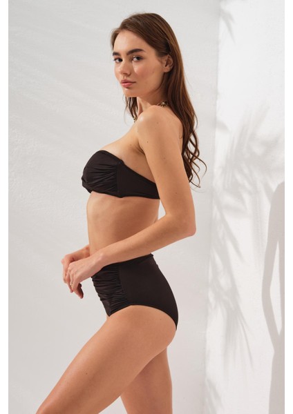 Anna Soft Straplez Bikini Siyah Takım Kadınlar İçin Yüksek Bel ve Astar Detaylı fırsatları