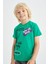 Erkek Çocuk Regular Fit Slogan Baskılı Bisiklet Yaka Kısa Kollu Pamuklu Tişört X4088A622SP 1