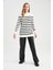 Relax Fit Çizgili Bisiklet Yaka Triko Tunik Kazak S7517AZ22WN 2