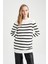 Relax Fit Çizgili Bisiklet Yaka Triko Tunik Kazak S7517AZ22WN 4