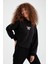 Slogan Baskılı Kapüşonlu Oversize Fit Crop Sweatshirt V1785Az21Au 1