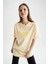 Regular Fit Bisiklet Yaka Slogan Baskılı Kısa Kollu Tişört %100 Pamuk Tunik X2794AZ22SM 1