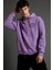 Boxy Fit Kapüşonlu Desenli Uzun Kollu İçi Yumuşak Tüylü Sweatshirt V5920AZ21WN 2