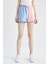 Renk Bloklu Cepli Beli Bağcıklı Relax Fit Mini Şort U9098AZ22SM 3
