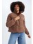 Relax Fit Fitilli Kadife Puffer Şişme Mont X2064AZ22WN 3