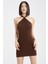 Fitted Halter Yaka Kolsuz Mini Örgü Triko Elbise X7131AZ22SP 4