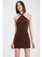 Fitted Halter Yaka Kolsuz Mini Örgü Triko Elbise X7131AZ22SP 5
