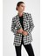 Oversize Fit Kazayağı Desenli Blazer Ceket Z0874AZ22AU 7