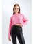 Coool Relax Fit Örgü Desenli Kayık Yaka Crop Triko Kazak T4518AZ22AU 3