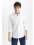 Slim Fit Polo Yaka Keten Görünümlü Uzun Kollu Gömlek N9066AZ23SM 3