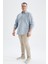 Slim Fit Polo Yaka Uzun Kollu %100 Pamuk Gömlek M7180AZ22SP 6
