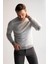 Slim Fit Bisiklet Yaka Yamalı Kol Detaylı Triko Kazak R1110AZ22WN 1