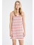 A Kesim U Yakası Çizgili Kalın Askılı Mini Elbise W9587AZ22HS 3
