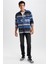 Oversize Fit Etnik Desenli Oduncu Uzun Kollu Gömlek Y2043AZ22AU 2