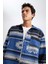 Oversize Fit Etnik Desenli Oduncu Uzun Kollu Gömlek Y2043AZ22AU 4